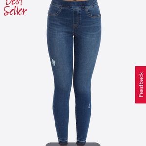 SPANX DISTRESSED DENIM LEGGINGS